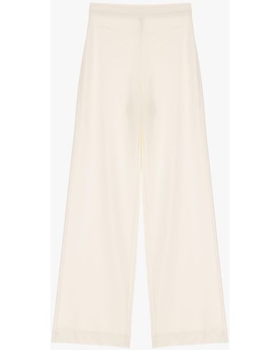 Imperial Pantaloni flare monocolour con vita alta - Bianco