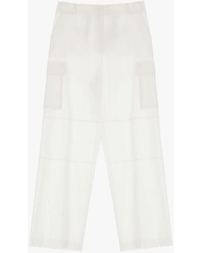 Imperial Pantalon cargo à plis marqués et coutures fantaisie - Blanc