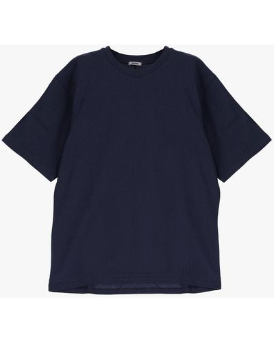 Imperial T-shirt pur coton uni avec imprimé au dos - Bleu