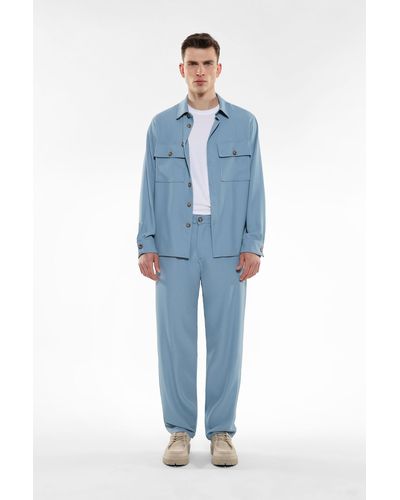 Imperial Pantalon slim à poches verticales et pinces - Bleu