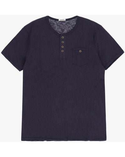 Imperial T-shirt pur coton à poche plaquée et boutons - Bleu