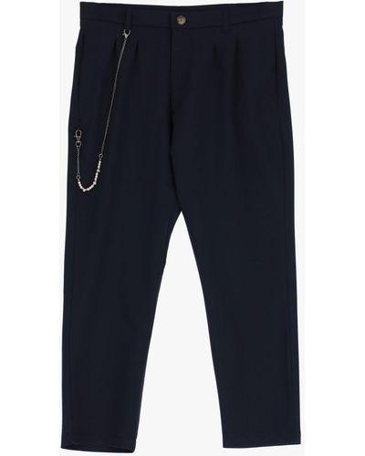Imperial Pantaloni Slim-Fit Monocolour Con Pinces E Dettaglio Catena - Blu
