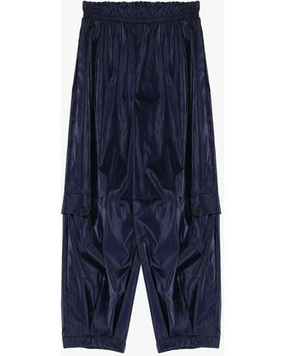 Imperial Pantaloni Straight Monocolour Con Bottoni E Pinces - Blu