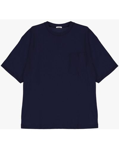 Imperial T-shirt pur coton uni à poche plaquée - Bleu