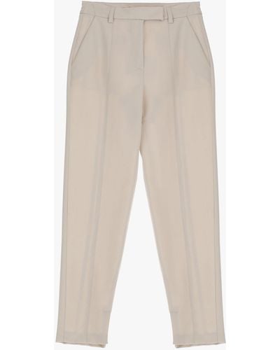 Imperial Pantaloni Slim-Fit Monocolour Con Piega Stirata - Bianco