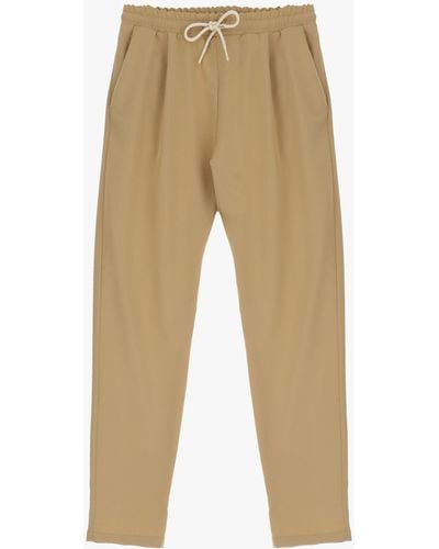 Imperial Pantaloni Straight Monocolour Con Coulisse E Pinces - Neutro