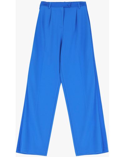 Imperial Pantalón Evasé Monocolor Con Pinzas - Azul