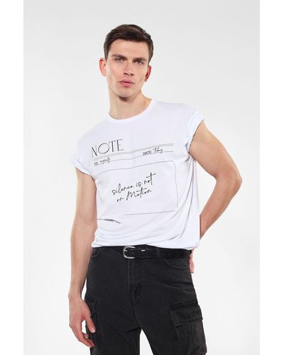 Imperial T-shirt pur coton avec motif imprimé en contraste - Blanc