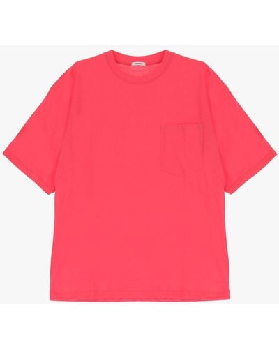 Imperial T-shirt pur coton uni à poche plaquée - Rose
