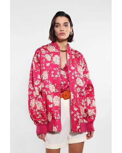 Imperial Veste oversize zippée à motif floral - Rouge