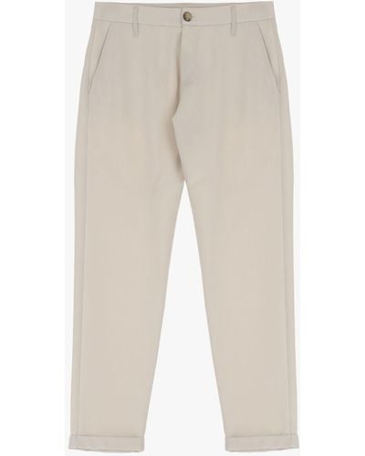 Imperial Pantaloni Slim-Fit Con Tasche Verticali E Orlo Inferiore Risvoltato - Bianco