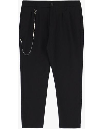 Imperial Pantaloni Slim-Fit Monocolour Con Pinces E Dettaglio Catena - Grigio