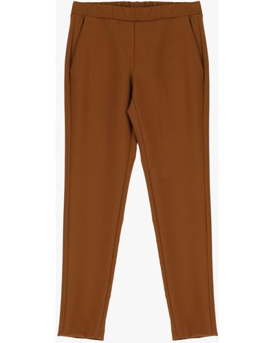 Imperial Pantaloni slim-fit cropped monocolour con vita elasticizzata - Marrone