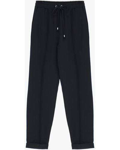 Imperial Pantaloni Slim-Fit Cropped Con Coulisse E Cucitura Dettaglio - Nero