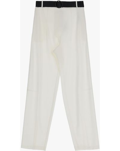 Imperial Pantaloni Culotte Monocolour Con Tasche Verticali E Cintura - Bianco