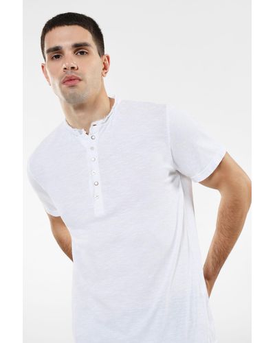 Imperial T-shirt pur coton à boutons colorés - Blanc