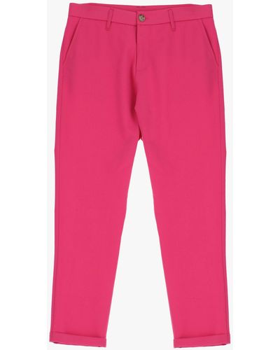 Imperial Pantaloni Slim-Fit Con Tasche Verticali E Orlo Inferiore Risvoltato - Rosa