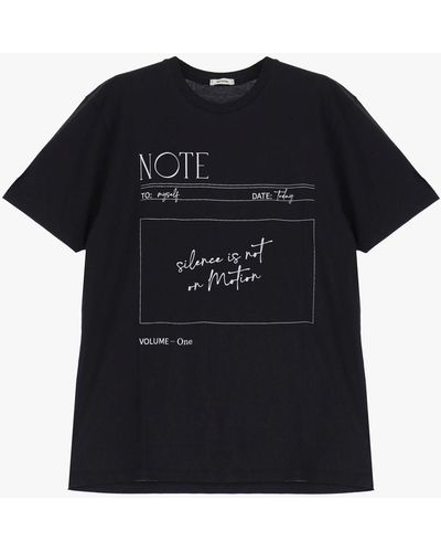 Imperial T-shirt pur coton avec motif imprimé en contraste - Noir