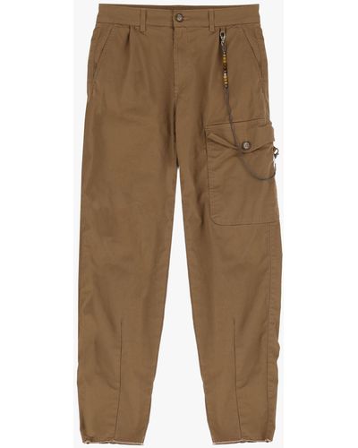 Imperial Pantaloni straight monocolour con catena e pinces - Neutro