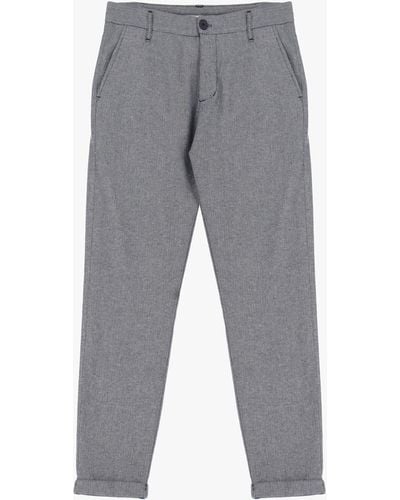 Imperial Pantaloni Slim-Fit Spinati Con Tasche Verticali - Grigio