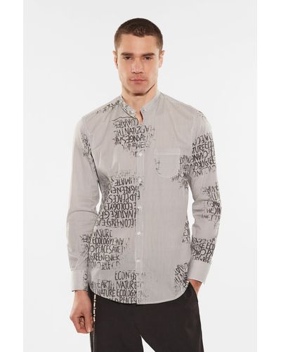 Imperial Camisa De Rayas De 100 % Algodón Con Estampados - Gris