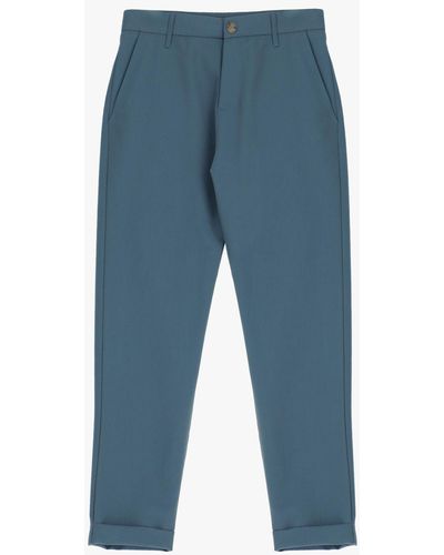Imperial Pantalon slim uni à poches verticales - Bleu