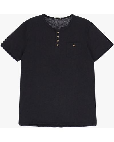 Imperial T-shirt pur coton à poche plaquée et boutons - Noir