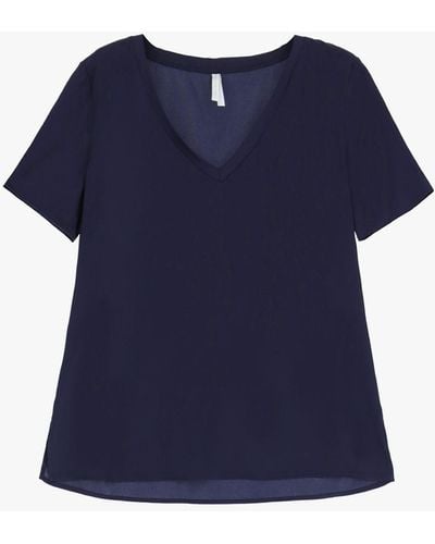 Imperial T-shirt uni avec col en V - Bleu