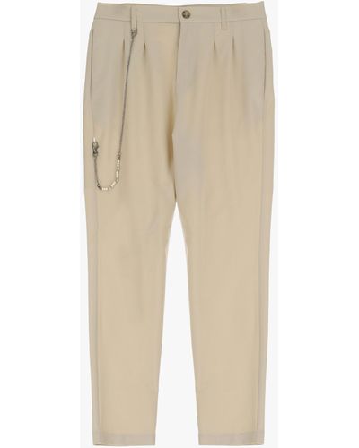 Imperial Pantaloni Slim-Fit Monocolour Con Pinces E Dettaglio Catena - Neutro