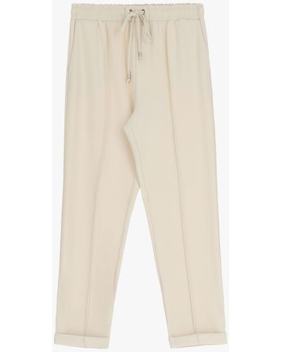 Imperial Pantaloni Monocolour Con Piega Stirata E Coulisse - Bianco