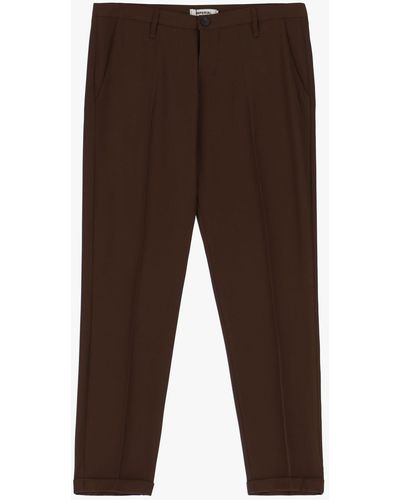 Imperial Pantaloni Slim-Fit Monocolour Con Piega Stirata E Pinces - Marrone
