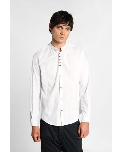 Imperial Camicia con colletto alla coreana e bottoni a contrasto - Bianco