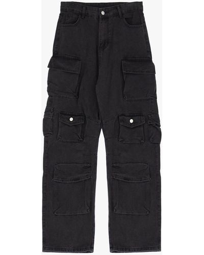 Imperial Pantalon cargo pur coton à coutures fantaisie - Noir