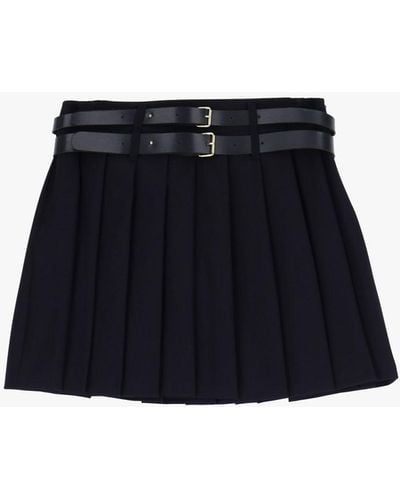 Imperial Mini-jupe plissée unie avec double ceinture fine - Noir