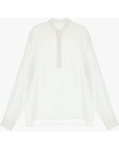 Imperial Camicia Monocolour Con Colletto Alla Coreana E Abbottonatura Parziale - Bianco