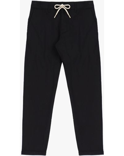 Imperial Pantalon droit uni avec cordon coulissant en contraste - Noir