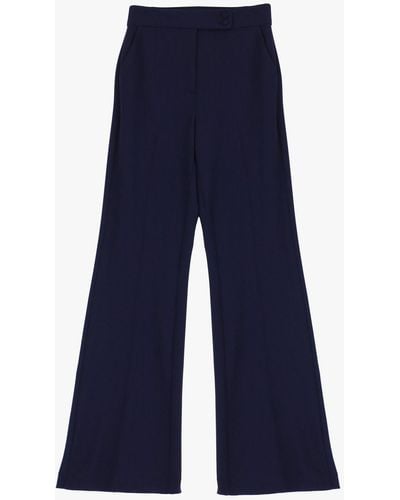 Imperial Pantaloni Straight Monocolour Con Piega Stirata - Blu