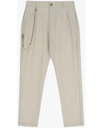 Imperial Pantalon slim uni à pinces et chaîne fantaisie - Blanc