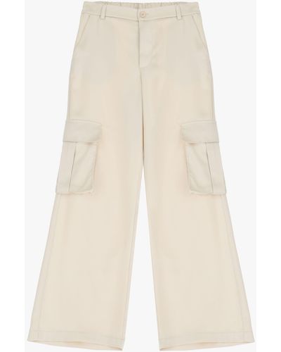 Imperial Pantalon cargo uni avec poches verticales et latérales - Blanc