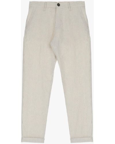 Imperial Pantaloni Slim-Fit Fantasia A Righe Con Tasche Verticali - Bianco