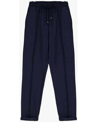 Imperial Pantaloni Slim-Fit Cropped Con Coulisse E Cucitura Dettaglio - Blu