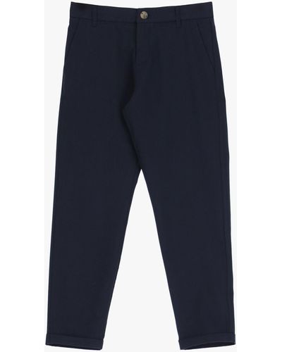 Imperial Pantaloni Slim-Fit Con Tasche Verticali E Orlo Inferiore Risvoltato - Blu