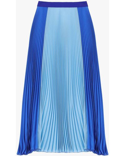 Imperial Jupe longue plissée bicolore avec ourlet supérieur élastique - Bleu