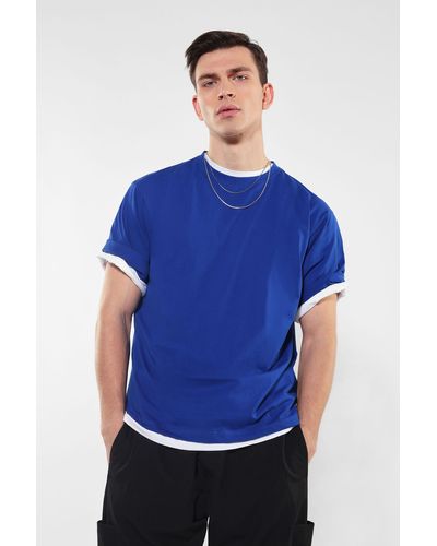 Imperial T-shirt pur coton avec motif imprimé au dos - Bleu