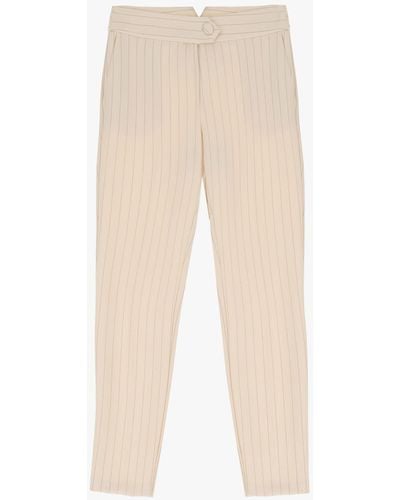 Imperial Pantaloni Skinny Cropped Fantasia Gessata Con Tasche Verticali - Bianco