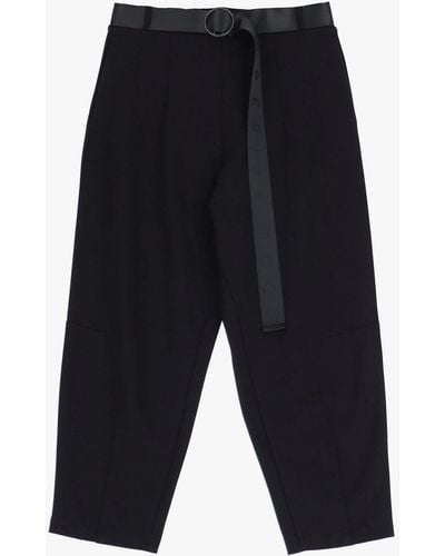 Imperial Pantaloni Straight Monocolour Con Piega Stirata E Cintura - Nero