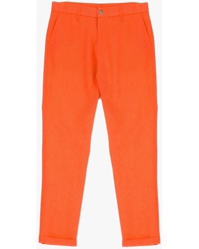 Imperial Pantaloni Slim-Fit Monocolour Con Tasche Verticali - Arancione