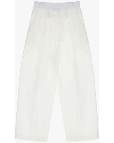 Imperial Pantaloni Culotte Con Orlo Superiore A Contrasto E Pinces - Bianco