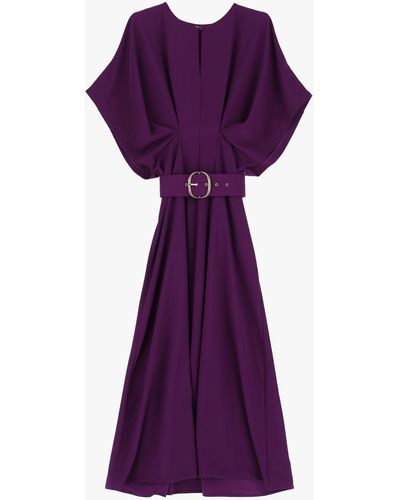 Imperial Robe mi-longue unie avec manches bouffantes et ceinture - Violet