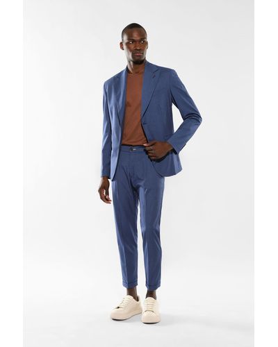 Imperial Pantalon slim à fines rayures, plis marqués et pinces - Bleu